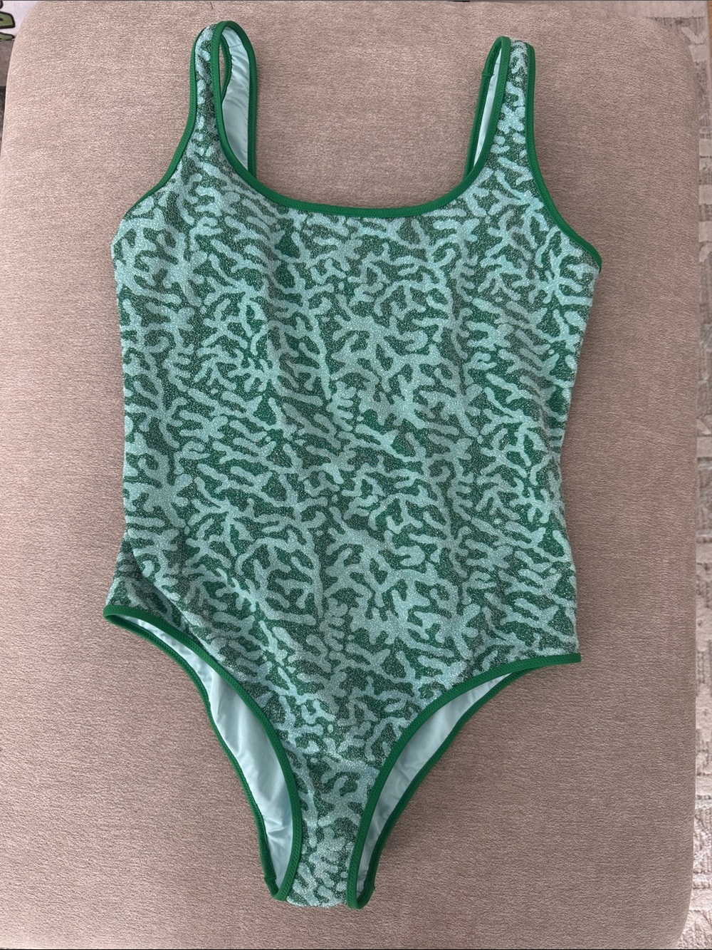 aerie Mint and Dark Green Patterned One-Piece Swimsuit